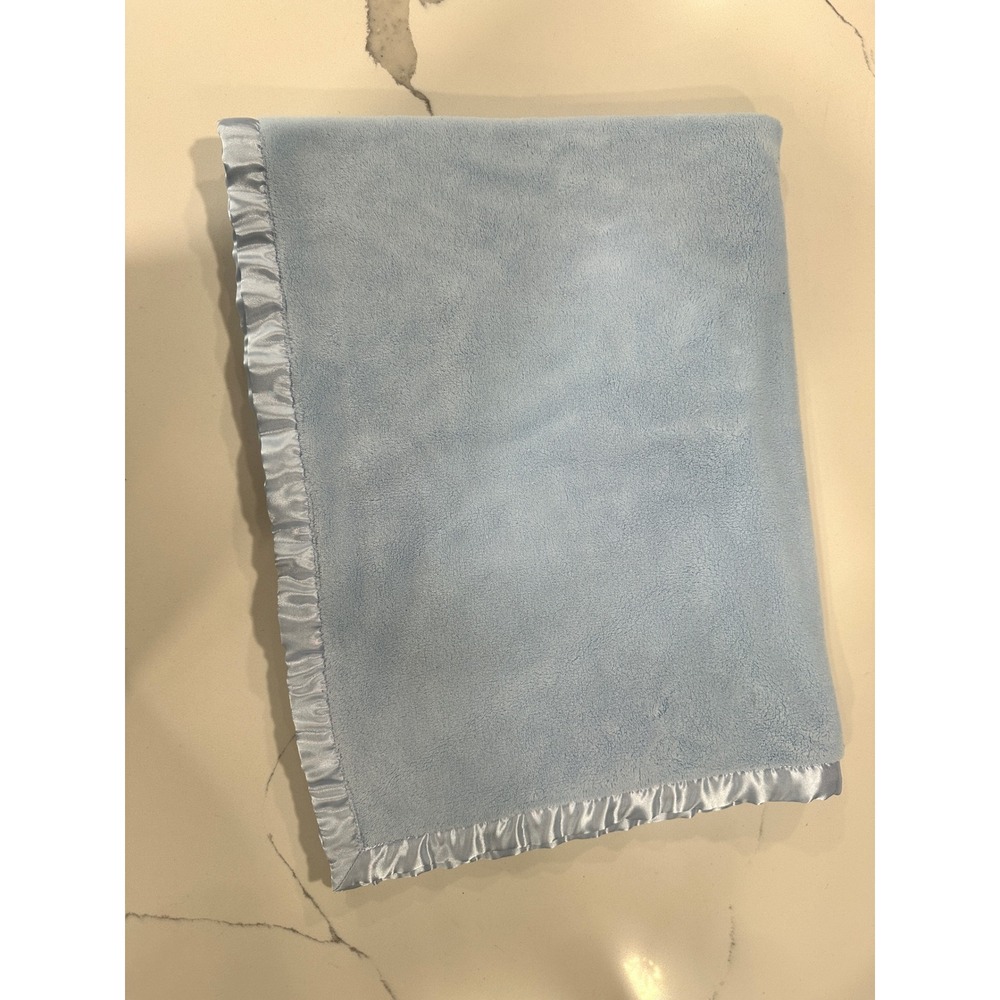 Nursery Rhyme Baby Blanket Blue Fleece Satin Trim Ruffle Sherpa Plush